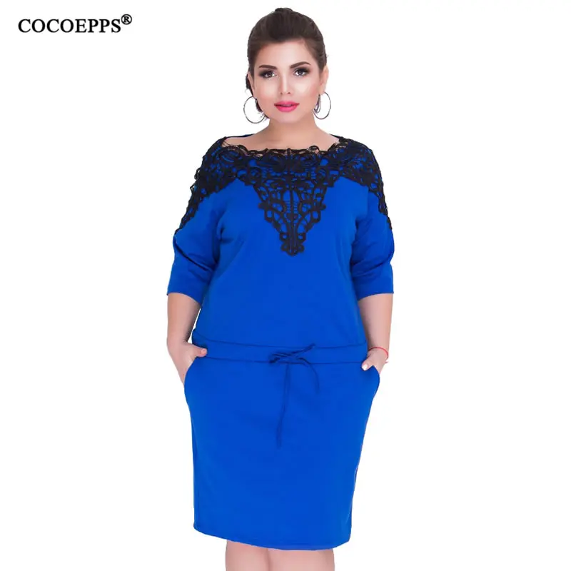COCOEPPS 2019 Новое Кружевное осенне зимнее женское платье размера плюс 5XL 6XL