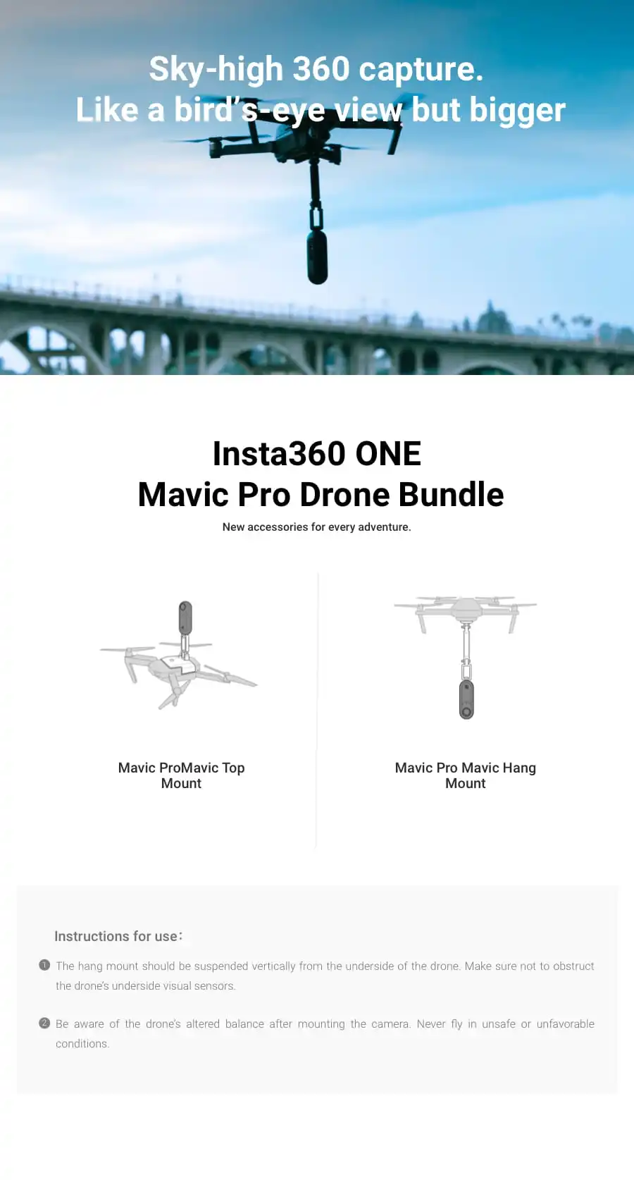 Insta360 ONE и ONEX комплект/Аксессуары для Mavic Pro