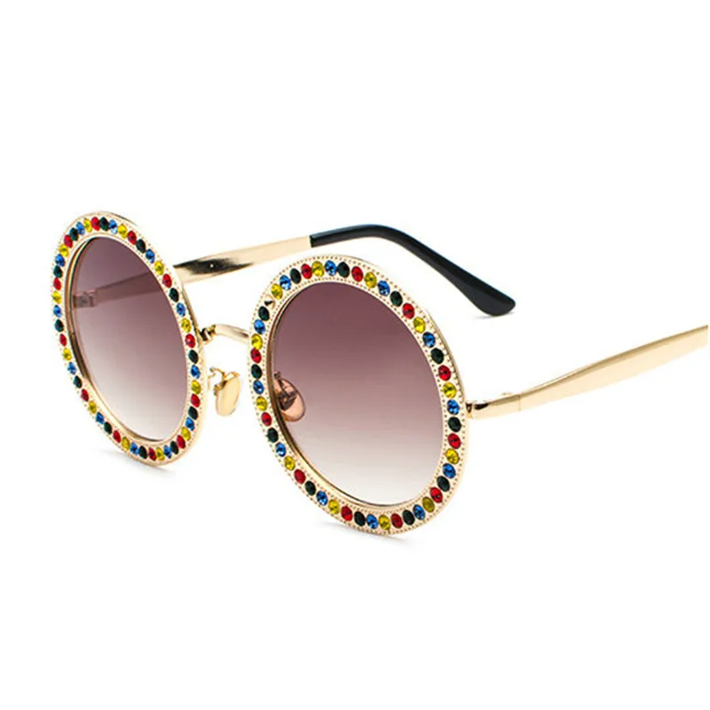 MINCL/ 2018 роскошные круглые солнцезащитные очки с бриллиантами для женщин