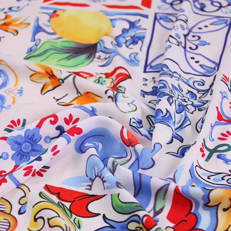 Sicilian majolica печатная Ткань 100% хлопок ткань для женщин детская одежда платье Шитье