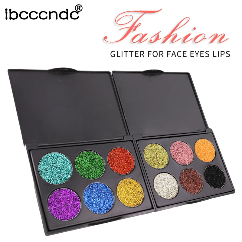 Долговечные 6 цветов Алмазные тени для век Палитра металлических теней палитра