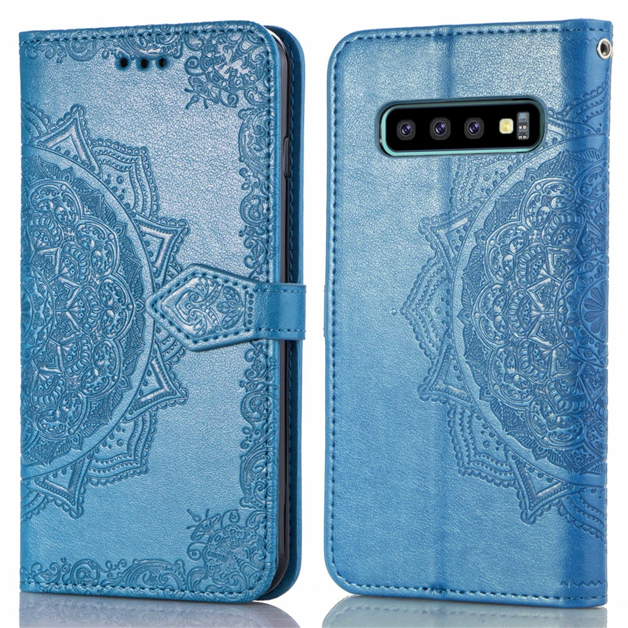 Чехол книжка для Samsung Galaxy S10 Plus S10e M20 M10 3D чехлы с цветами S8 S9 A7 A9 A6 A8 J4 J6 J8 2018
