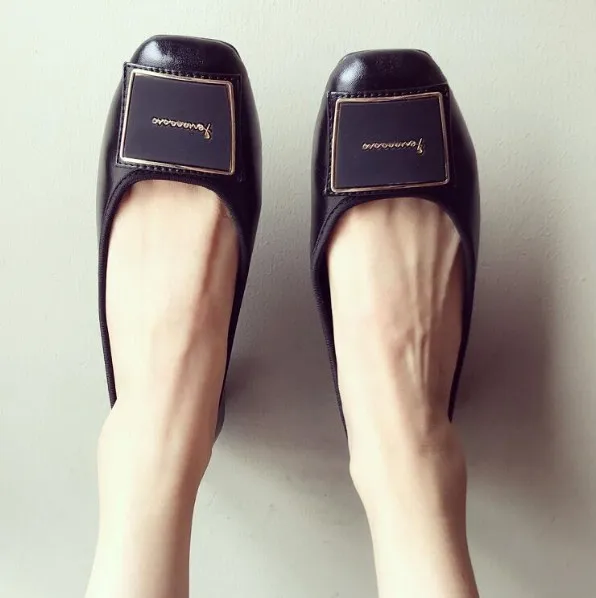 Черный Женские балетки на плоской подошве без застежки; Zapatillas mujer; женская обувь; сезон весна-осень; модельные туфли с закрытым носком; женская обувь; большие размеры 35-42 - Цвет: Черный