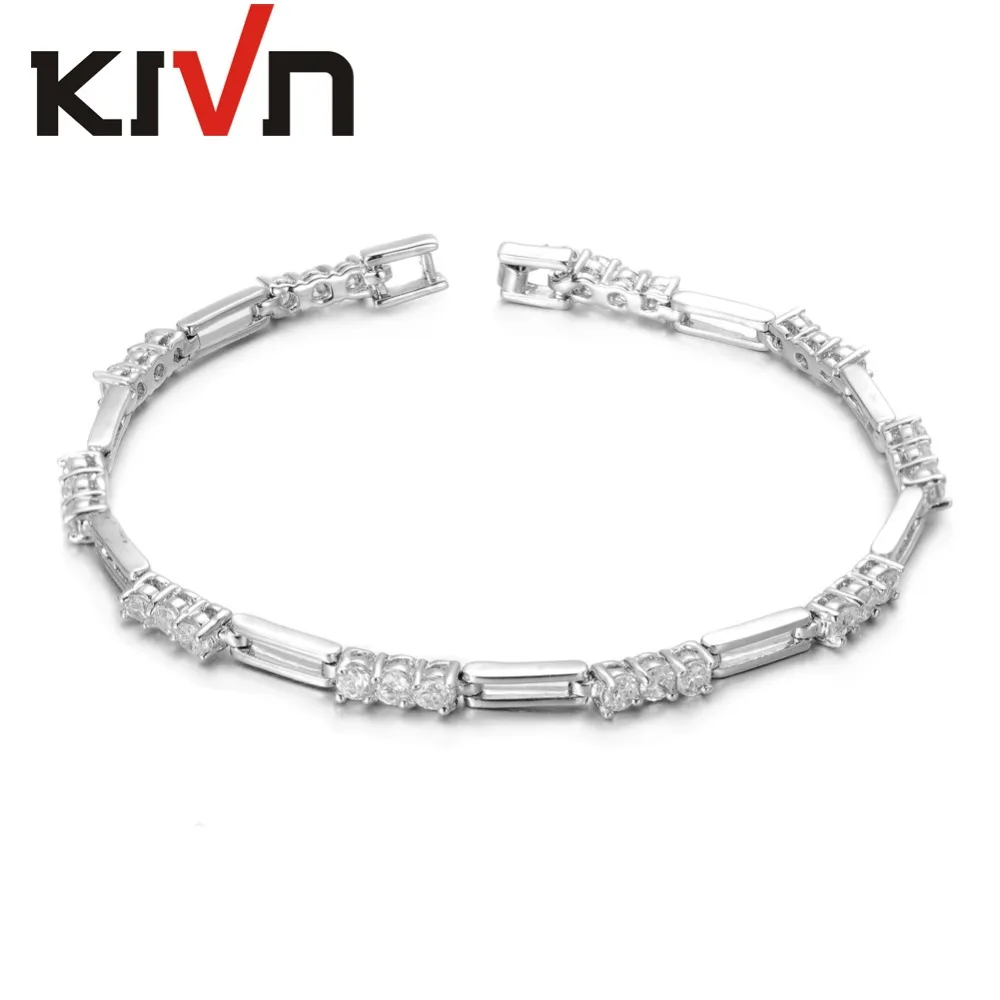 

KIVN Fashion Jewelry Tiny Delicate CZ Cubic Zirconia Womens Girls Bridal Wedding Bracelets Promotion Birthday Christmas Gifts