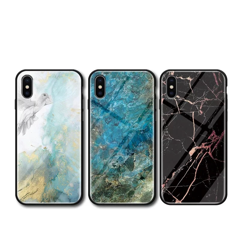 Роскошный Мраморный стеклянный чехол для телефона s для iPhone X XS Max XR, чехол с мягкими краями из закаленного стекла для iPhone 8, 7, 6, 6s Plus, 8 Plus, чехол