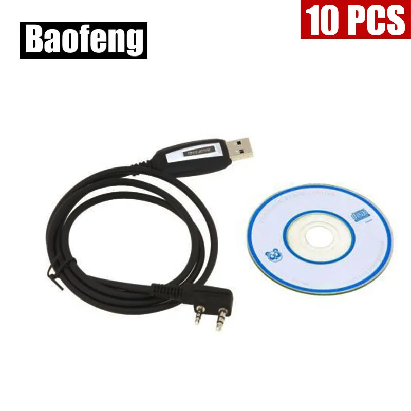 10PCS  Program Software CD & USB Programming Cable for Baofeng Two way Radio UV-5R BF-888S BF-F8+