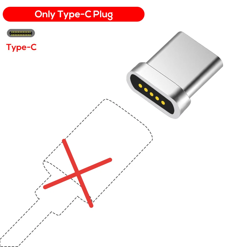 Only Tip TOPK 1M 2M 2.4A Магнитный кабель type C, обновленный нейлоновый светодиодный кабель с индикатором USB C для зарядки и синхронизации данных USB C кабель для samsung - Цвет: Only Tip