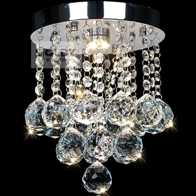 Lámpara de techo de bola de cristal k9 de acero inoxidable, bombilla LED E14 minimalista y moderna para decoración de sala de estar, bricolaje