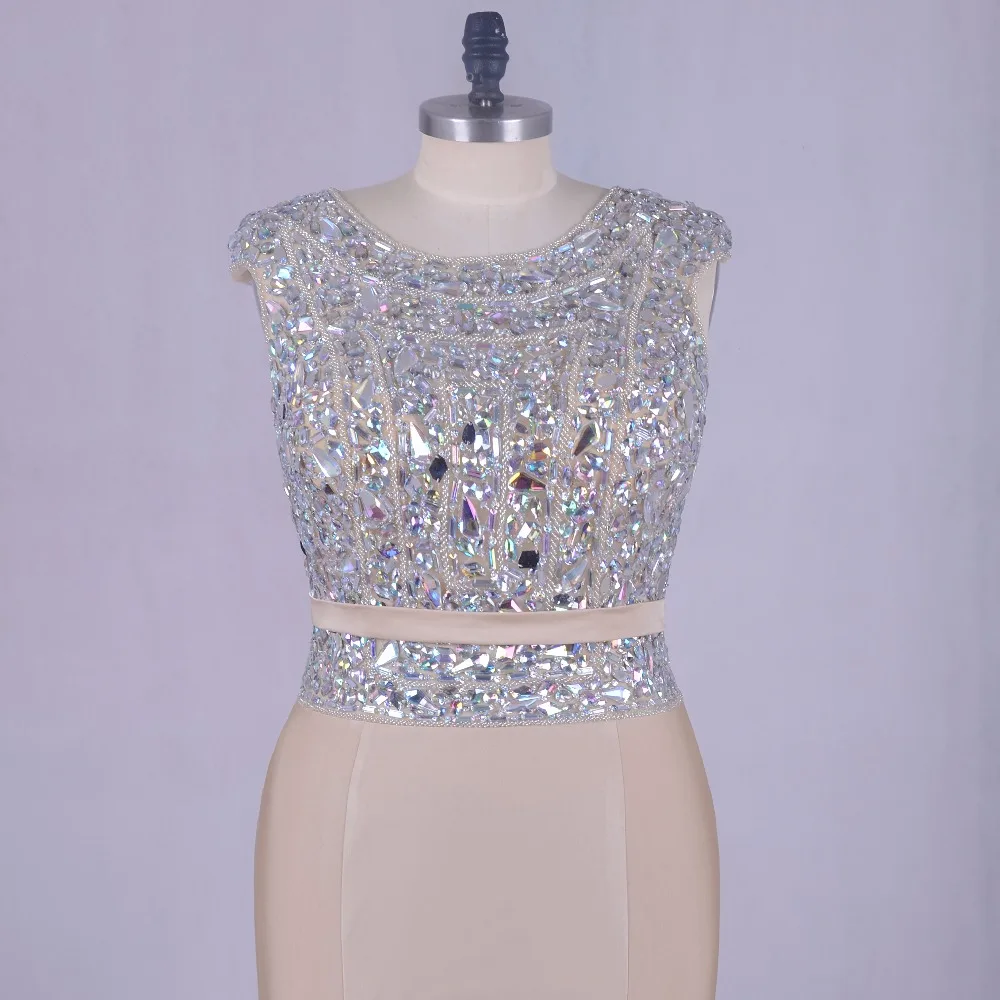 Luxury Rhinestone Mermaid Evening Gowns 2018 Robe Plus Size Bling Champagne Prom Party Formal Long Dresses For Weddings | Свадьбы и