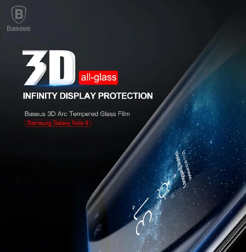 Baseus закаленное стекло для samsung Galaxy Note 8 Премиум 3D Arc протектор экрана для Galaxy Note 8 полная защитная стеклянная пленка