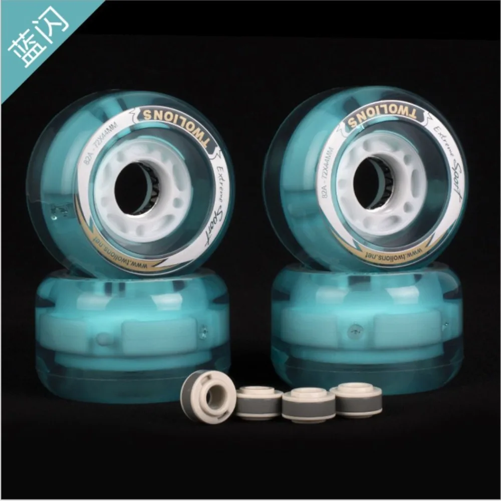 

2pcs bright 72*44mm Free line Skates Wheels LED flash Drift board Rodas 82A PU skateboard wheel wear resistance longboard wheel