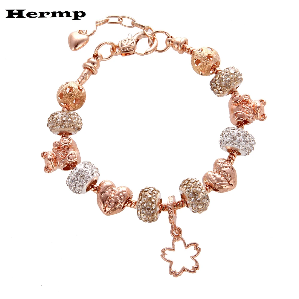 Hermp хит продаж модные бусины в форме сердца для мамы оригинальный DIY браслет с