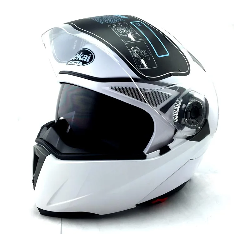white Мотошлем модуляр JIEKAI 105, сертификаты DOT, ECE. Размеры M, L, XL, XXL - Цвет: white
