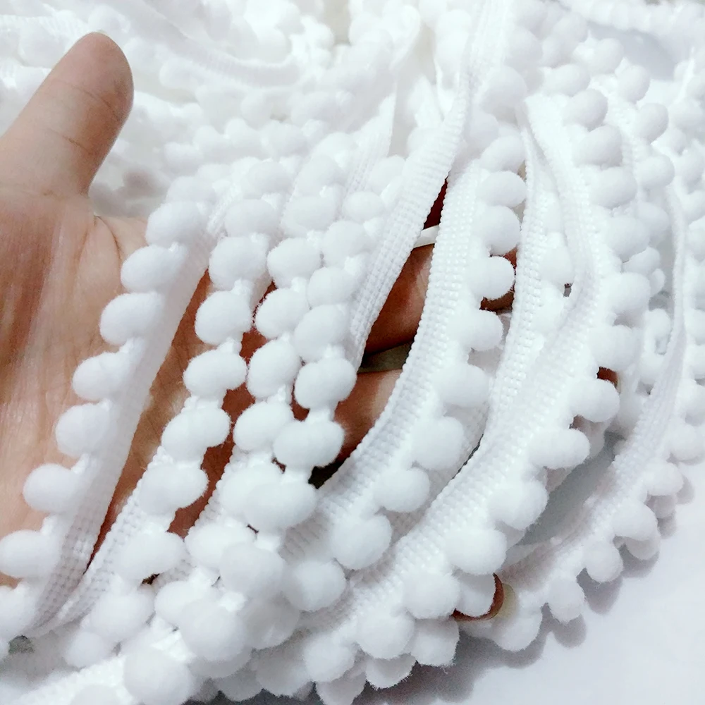40 ярдов 5 мм помпон отделка белая кружевная Лента Хлопок мини Помпон Мяч