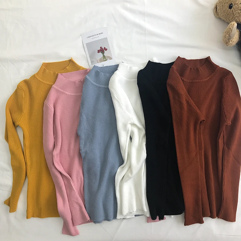 Женский свитер и пуловеры Высокоэластичный однотонный топ сезон осень-зима 2018