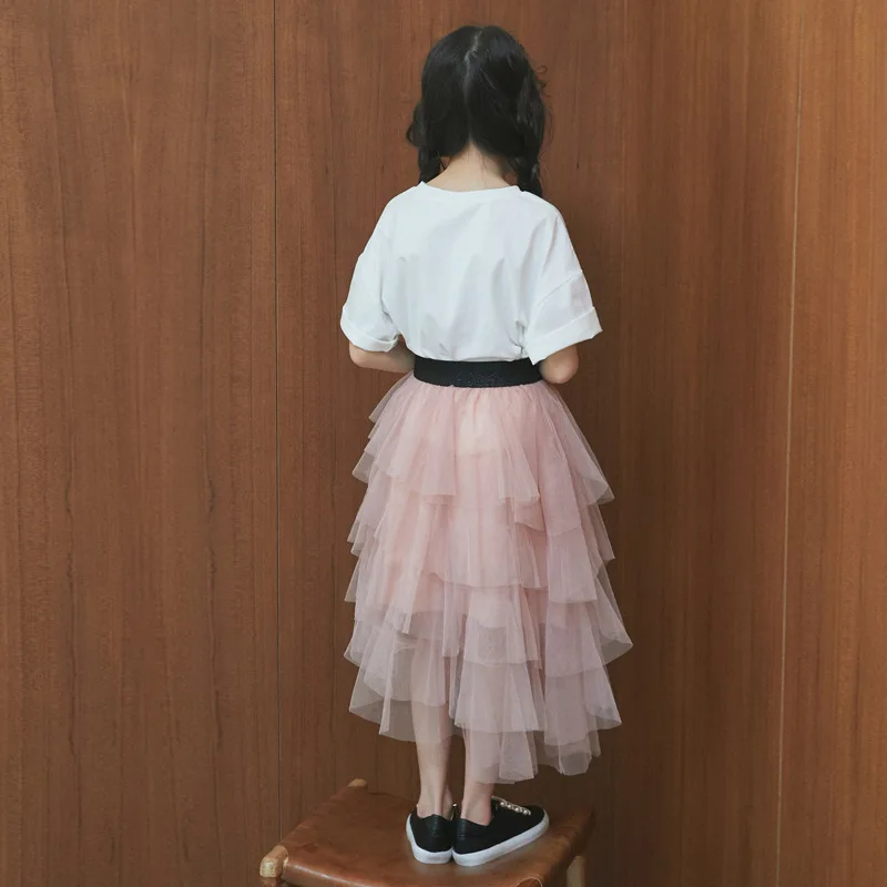 Розовые газовые юбки Феи костюмы INS сетка милый многоуровневый юбка Белый 2 шт.