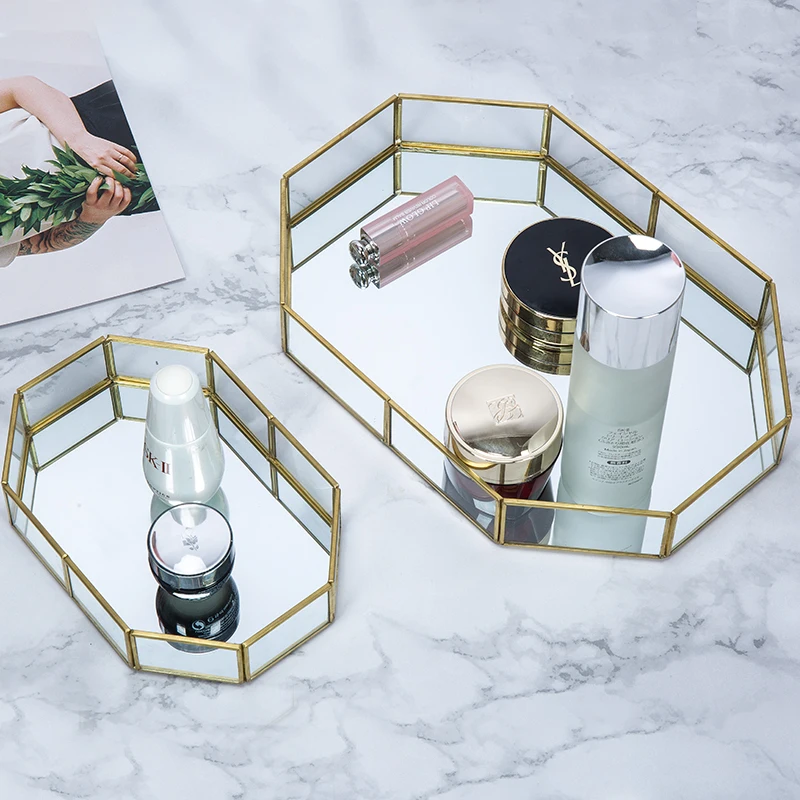 Скандинавское стекло медь Геометрия коробка для хранения простота стиль