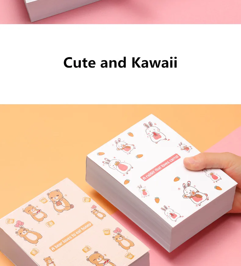 375 листов, мультяшный Kawaii блокнот для заметок, бумажные вкладки, ежедневный Еженедельный планировщик для учебы, блокноты, школьные канцелярские принадлежности