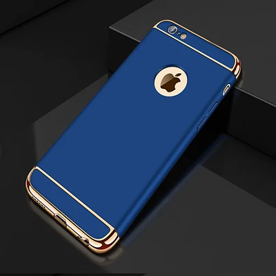 Blue Роскошный чехол для телефона с покрытием для iphone 7, 6, 6 S, 8 Plus, Жесткий ПК, полный защитный чехол для iphone XR, XS, MAX X, 5, 5S, SE, чехол, Fundas Capa - Цвет: Blue