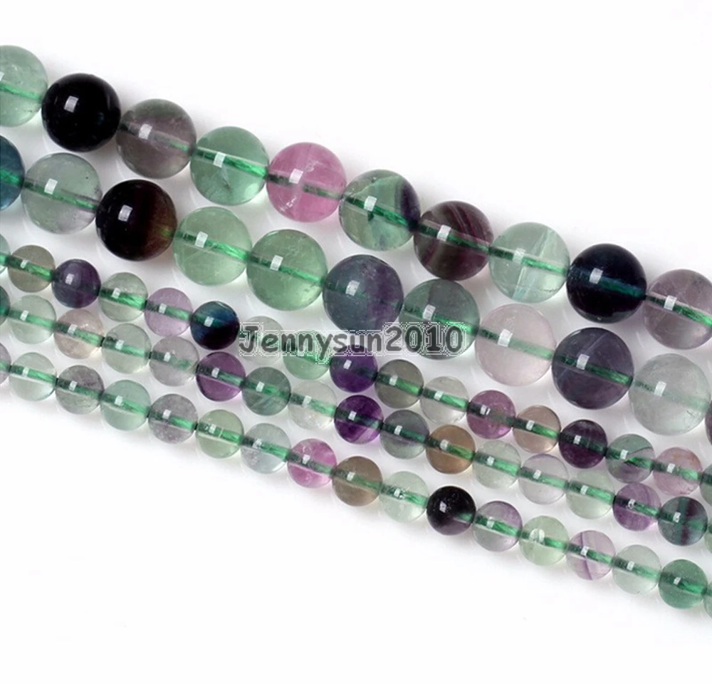 Природный Радуга Флюорит Драгоценных Камней Камень 12 мм Круглые Бусины 15