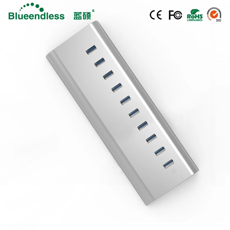 Супер Многофункциональный USB3.0 10 Порты USB HUB 3,0 Алюминий Компьютерные аксессуары для Тетрадь концентратор для настольного компьютера Высокое качество металлическая втулка