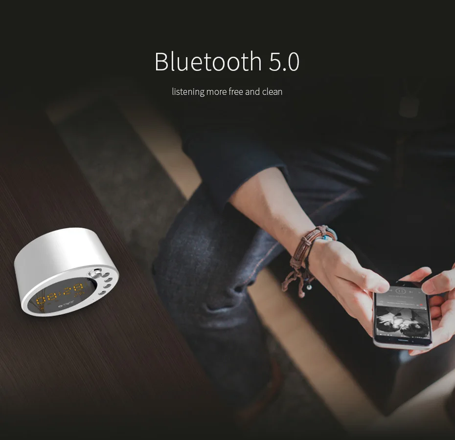 См. Меня здесь S5 беспроводной Будильник Bluetooth динамик поддержка SD карты экран дисплей сна громкий динамик с FM динамик s