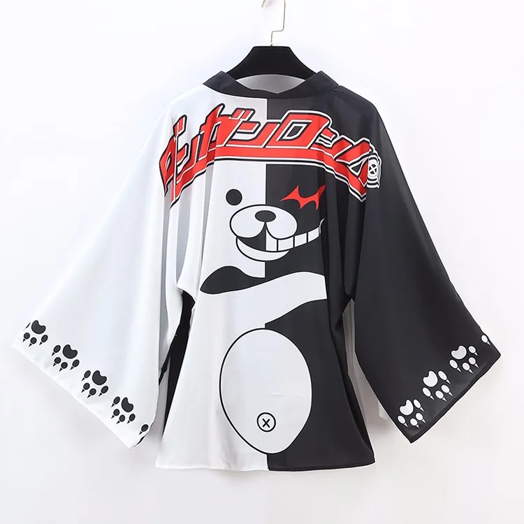 Аниме Danganronpa милый Monokuma шифоновая накидка Косплей Костюм японское кимоно юката каждый день Haori