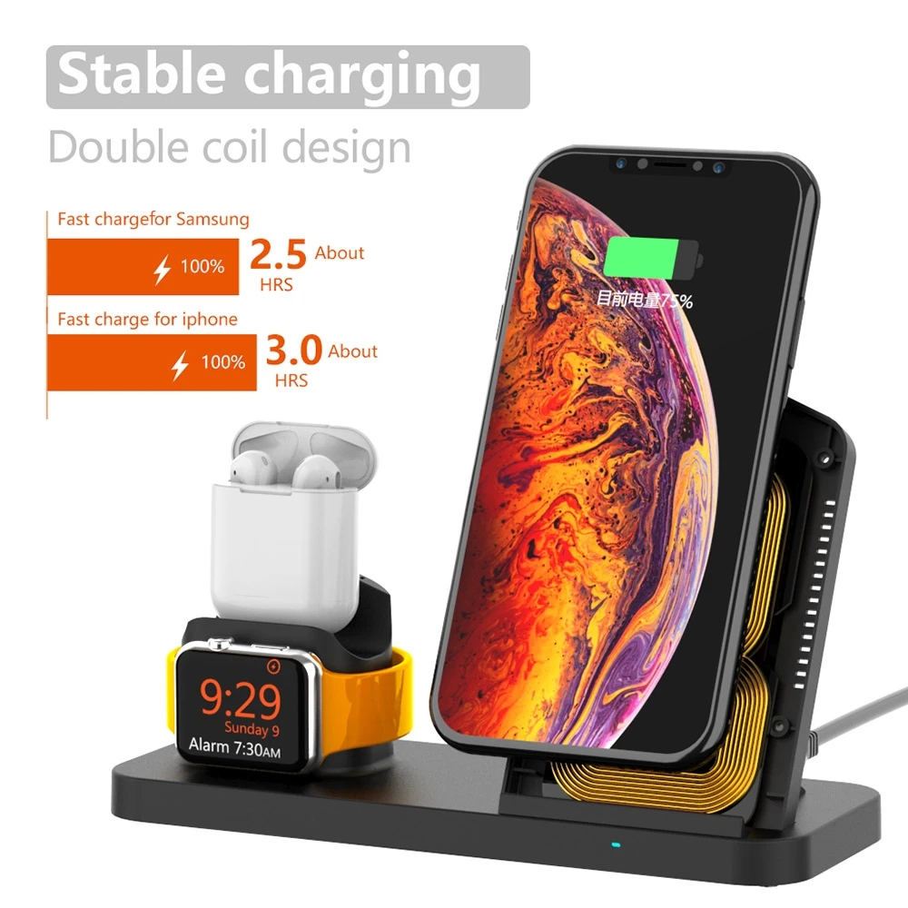 DCAE Быстрая Зарядка Qi Беспроводное зарядное устройство для Apple Watch 2 3 4 iPhone XS Max XR X 8
