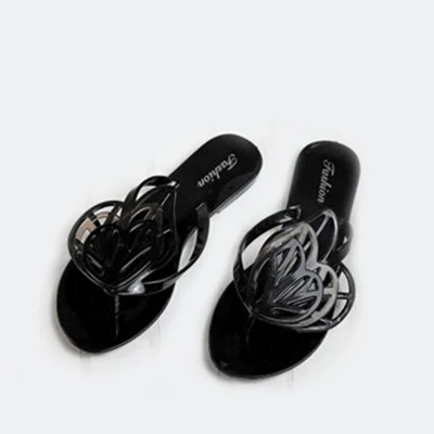 black sandalsC32 Женские сандалии; Вьетнамки с бабочками; прозрачные вьетнамки на плоской подошве; летняя пляжная обувь для дождливой погоды; шлепанцы с открытой спиной; Водонепроницаемая Обувь для дождливой погоды; летняя пляжная обувь - Цвет: black sandalsC32