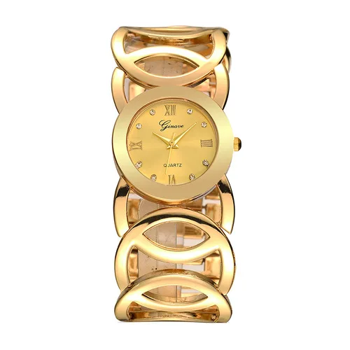 Часы женские кварцевые с круглым циферблатом роскошные дизайнерские золотистые