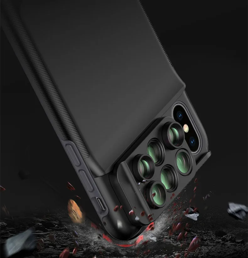 Мобильный чехол для телефона для iPhone X 10 двойной объектив камеры 6 в 1 Рыбий глаз широкоугольный макрообъектив для iPhone 7 8 plus телескоп зум-объектив