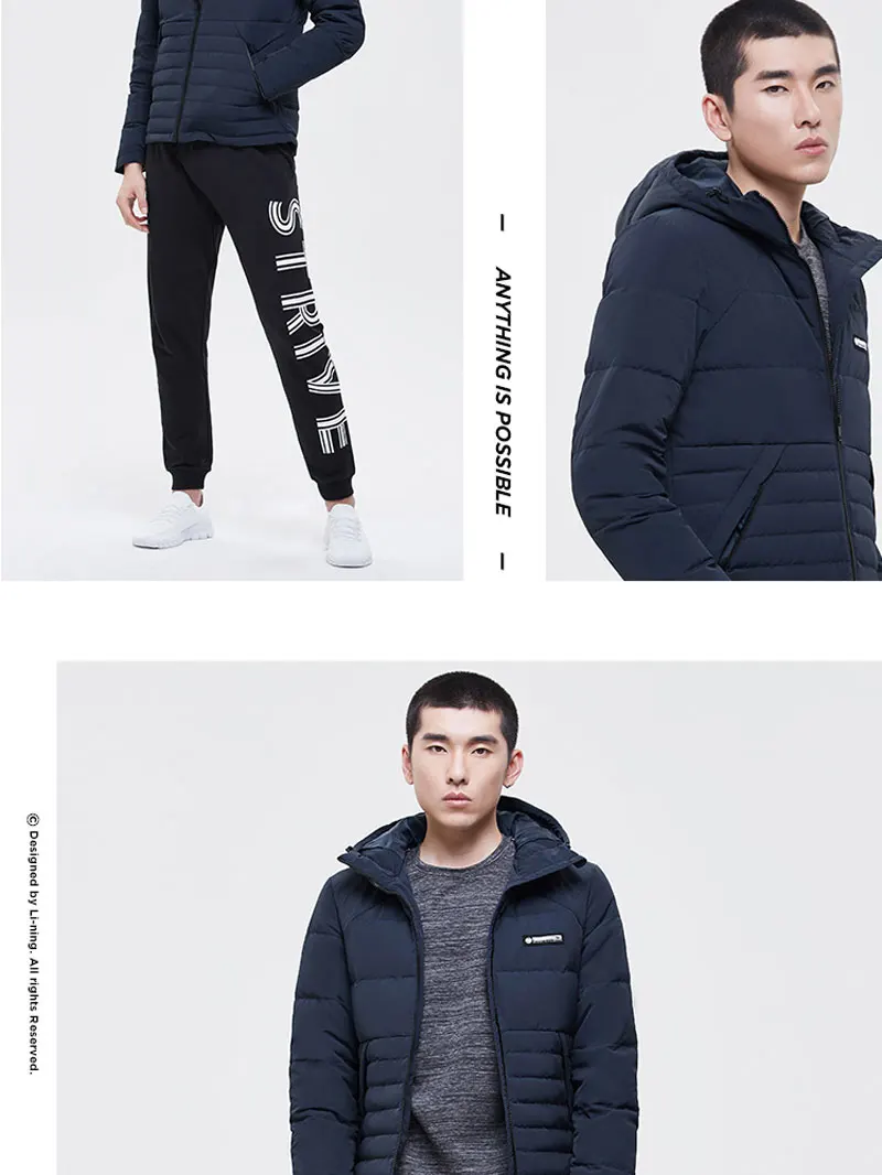 Li-Ning/Мужская короткая пуховая куртка из серии BAD FIVE для баскетбола, уличная теплая зимняя спортивная куртка с подкладкой AYMN013 MWY311