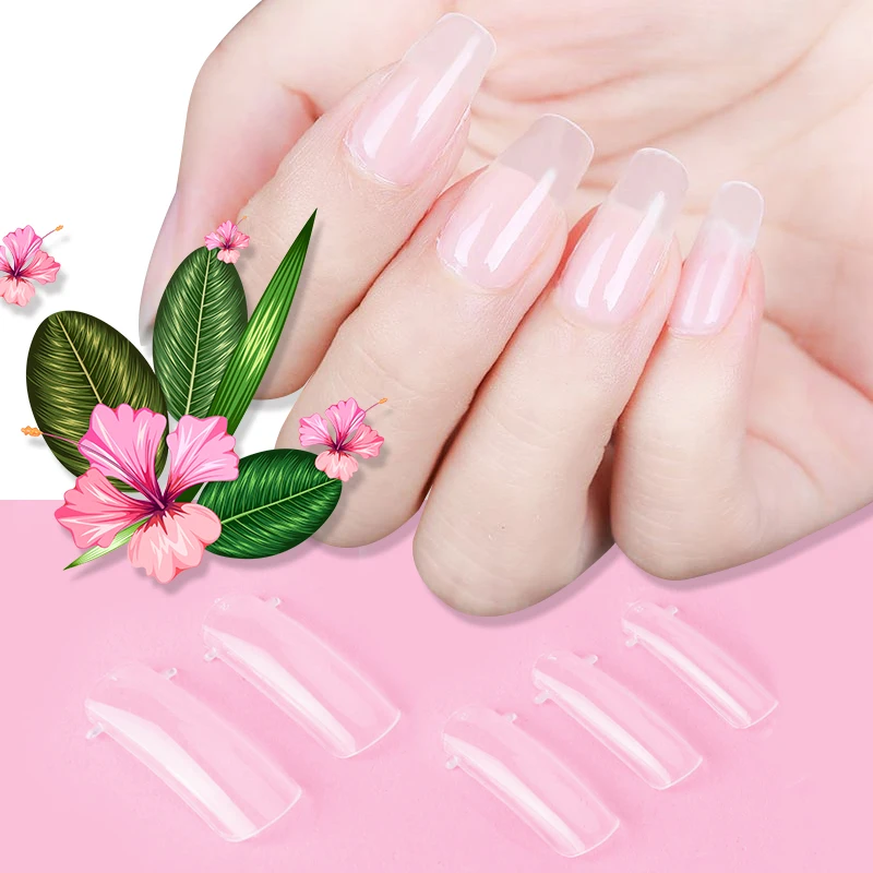 100pc/set Transparent Jelly Poly Gel False Nail Tips Model Form for Full Cover Art Mold Fake Nails Extension 50g | Красота и здоровье