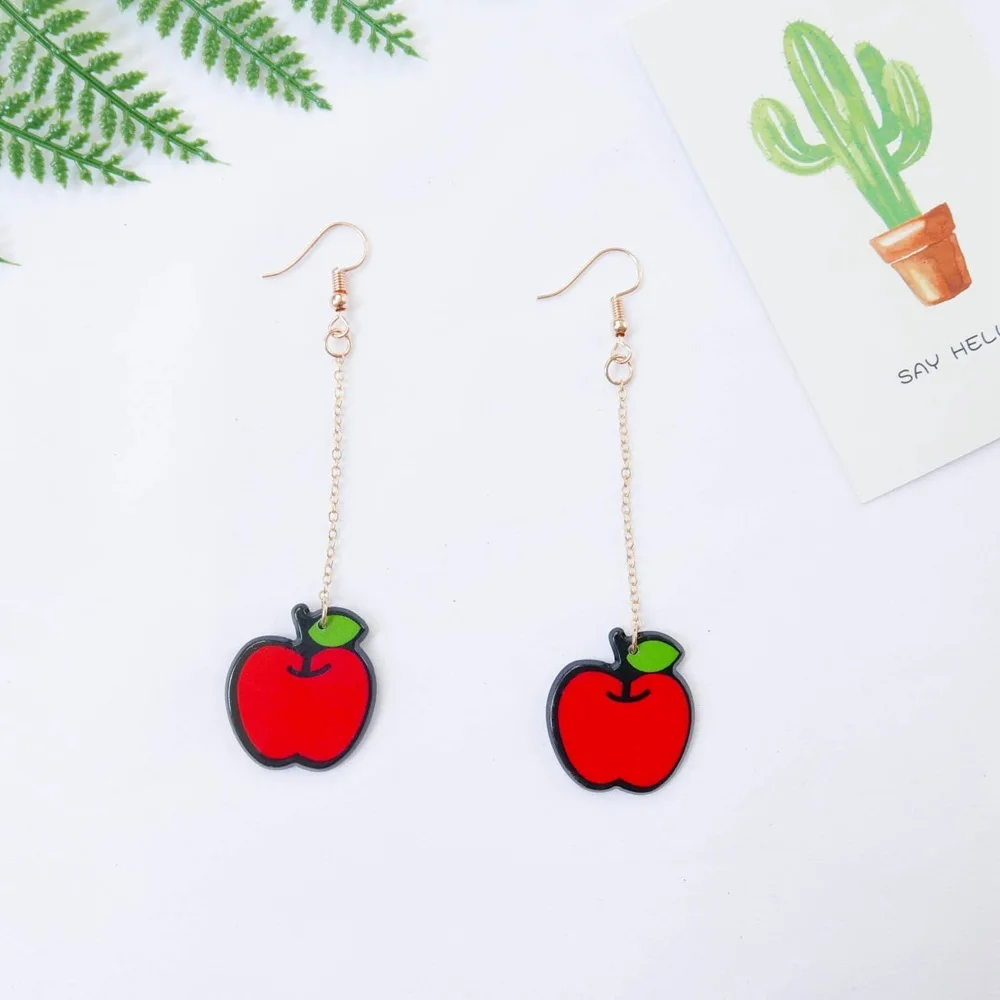 New Chic Fruits Plastic Earrings Pineapple Small Fresh Girl's Cute Female Jewelry Dropshipping | Украшения и аксессуары