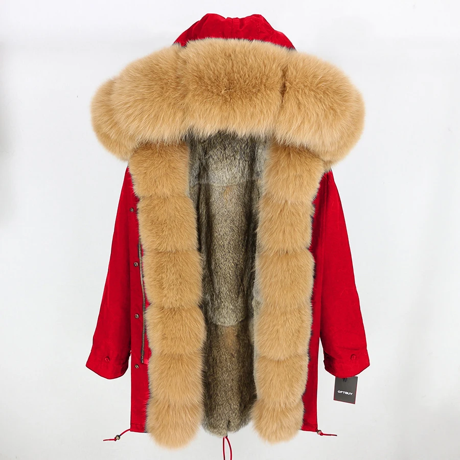 27 OFTBUY, зимняя женская куртка, пальто из натурального меха, длинная парка, Воротник из натурального Лисьего меха, капюшон, подкладка из кроличьего меха, толстая теплая верхняя одежда, бренд - Цвет: 27