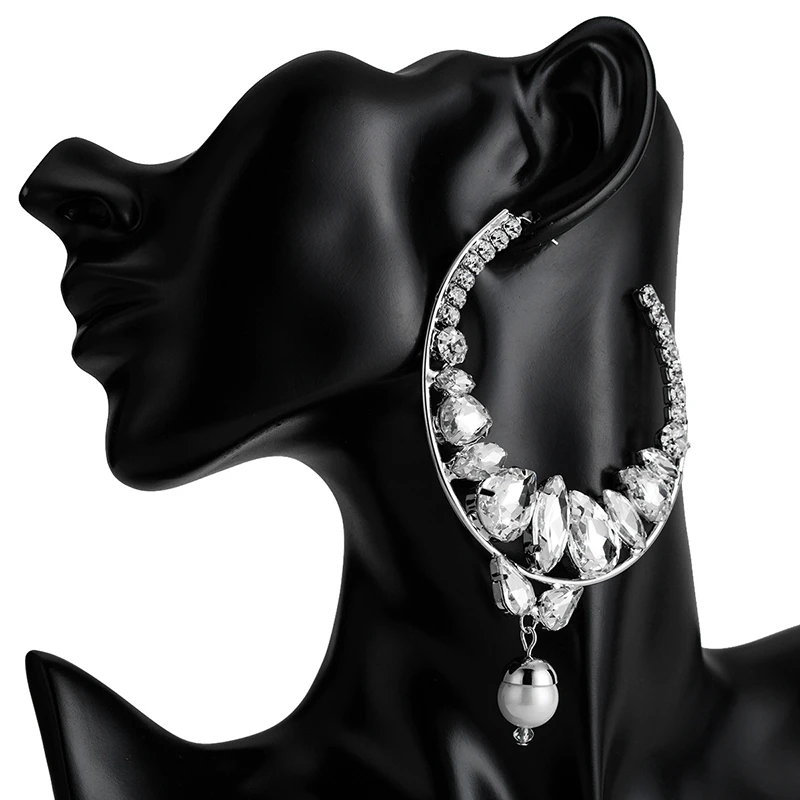 Полукруглый Роскошные серьги Crystal Moon Стиль Длинные Висячие для Для женщин Модные
