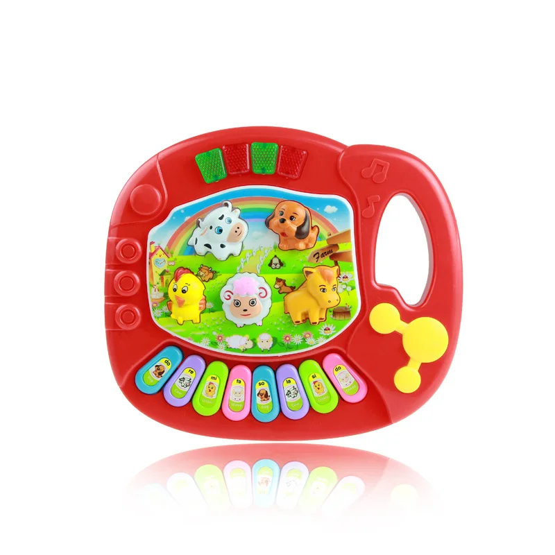 Детская музыкальная игрушка на пианино, мелодия, ферма, животные, 8 нот, ключи, Детская развивающая музыкальная игрушка, игрушка для игры, мини-пианино, подарок для ребенка - Цвет: B Red