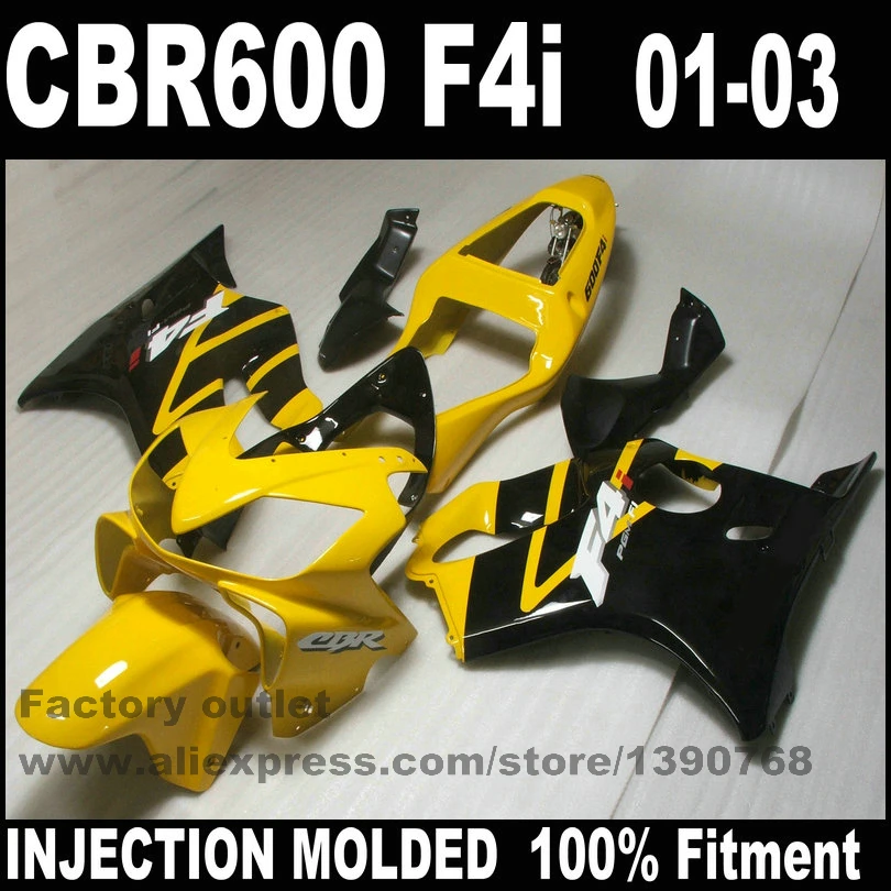 Литье под давлением для HONDA CBR 600 F4i обтекатели желтый черный 2001 2002 2003 CBR600 f4i 01 02 03