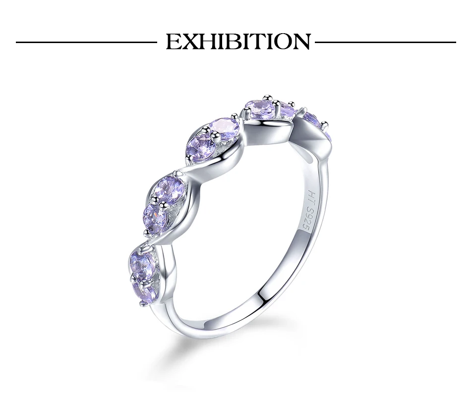 Hutang натуральный Танзанит кольца 925 пробы серебро Gemstone Бесконечность кольцо Fine Модные украшения для Для женщин Подарки лучший подарок