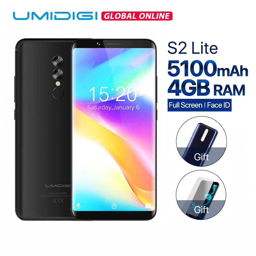 Оригинальный UMIDIGI S2 Lite 6 0 &quot18:9 полный скрин Смартфон Android 7 4G B + 32 ГБ мобильный