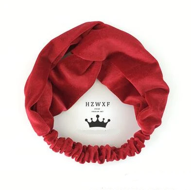 Color 6 Women Girls Fashion Velvet Knitted Korean Solid Bezel Hairband Hair Accessories Elegant Cross Headband Ornament For Female Girls - Цвет: Color 6