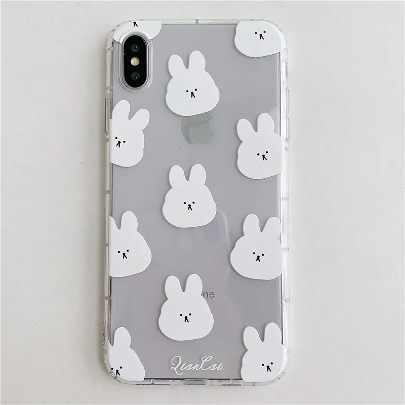 rabbit INS милый мультфильм, Корея животное смешной Кролик Медведь чехол для телефона iphone Xs MAX XR X 6 6s 7 8 plus Пара Прозрачный мягкий ТПУ задняя крышка - Цвет: rabbit