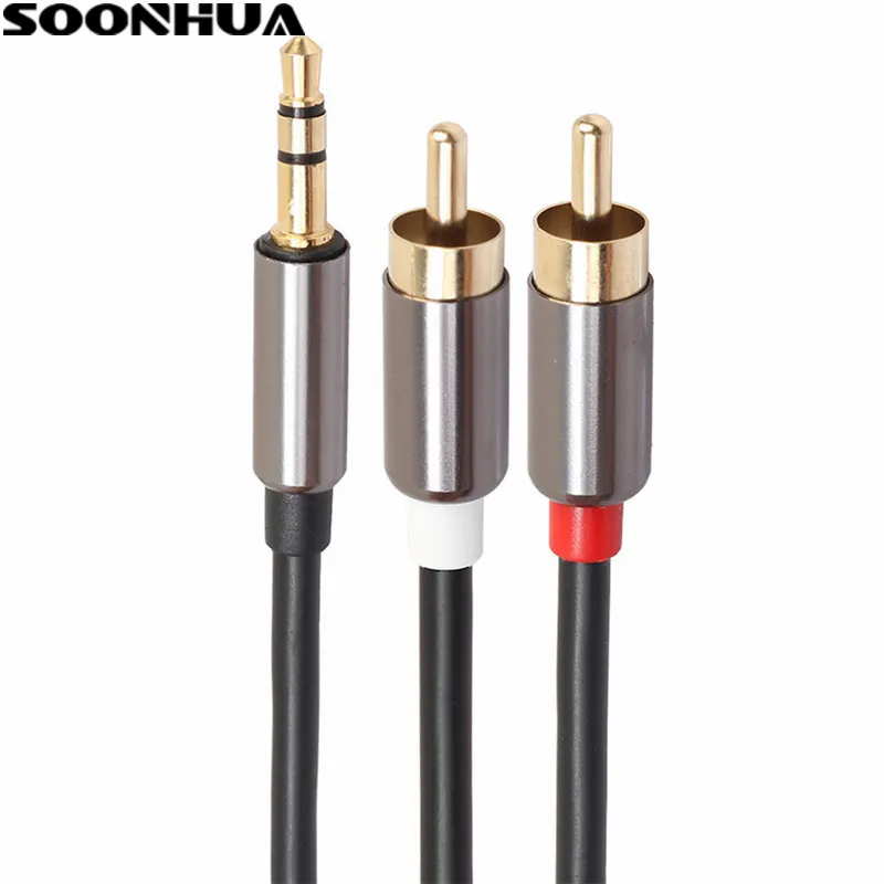 1 м RCA кабель SOONHUA с разъемом 3 5 мм на 2 аудиокабель штекер адаптер для домашнего