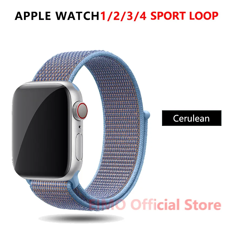 New Cerulean EIMO ремешок для Apple Watch ремешок 44 мм 40 мм Apple Watch 4 5 3 2 1 iwatch ремешок 42 мм 38 мм Спортивная петля нейлоновая петля браслет ремешок для часов - Цвет ремешка: New Cerulean