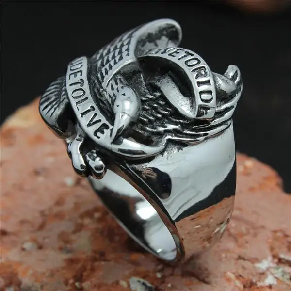 Мужское кольцо из нержавеющей стали 316L в стиле панк готический орел байкер