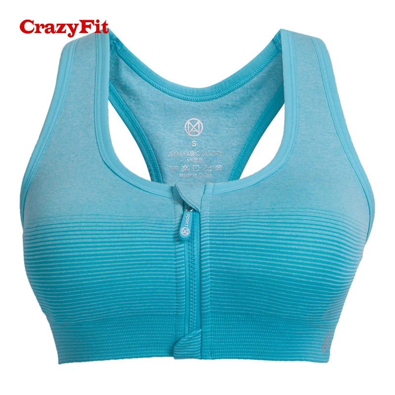 CrazyFit Высокая поддержка Спортивный бюстгальтер на молнии для женщин 2018