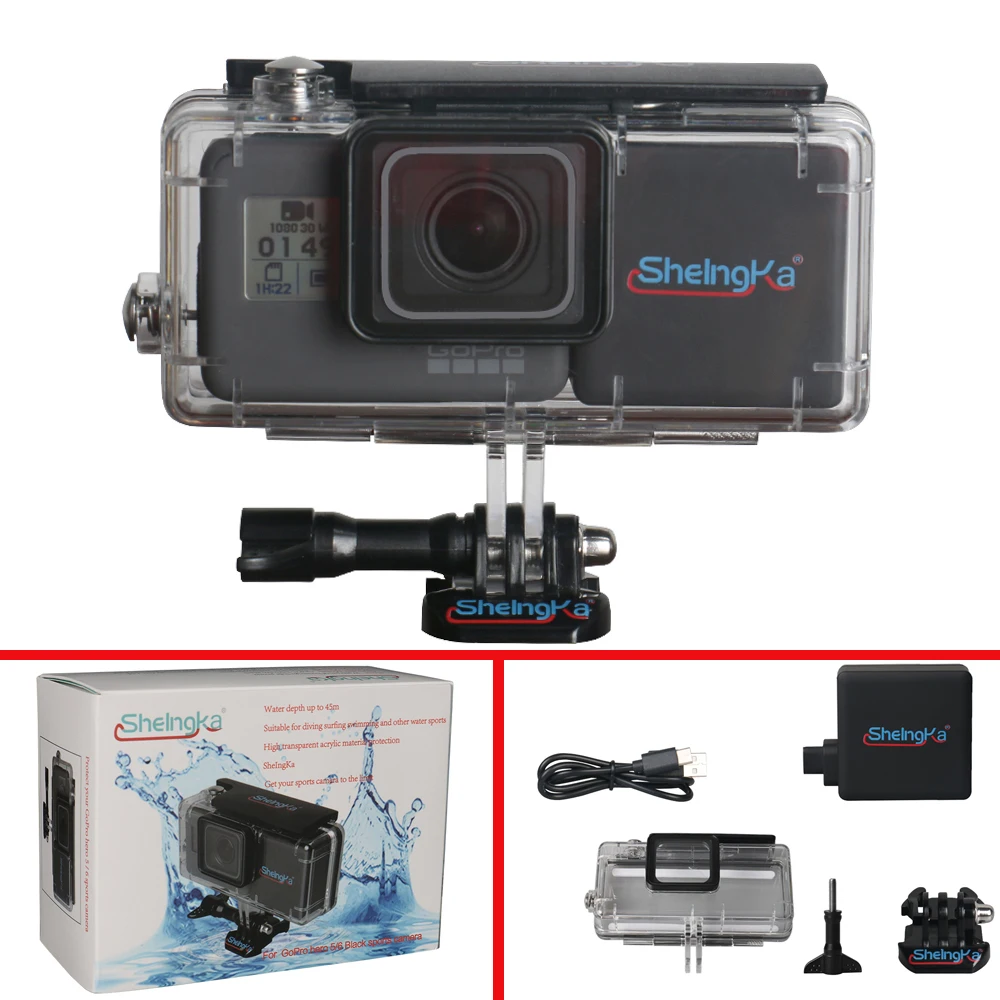 Подводный Водонепроницаемый Чехол 45 м с аккумулятором 2300 мА/ч для GOPRO Hero6 Hero5