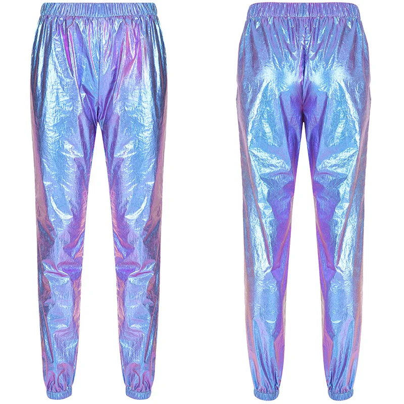 Женские спортивные штаны джоггеры с высокой талией атласные спортивные штаны Harajuku брюки женские хипстеры шаровары Хиппи ночной клуб уличная одежда хип-хоп шик