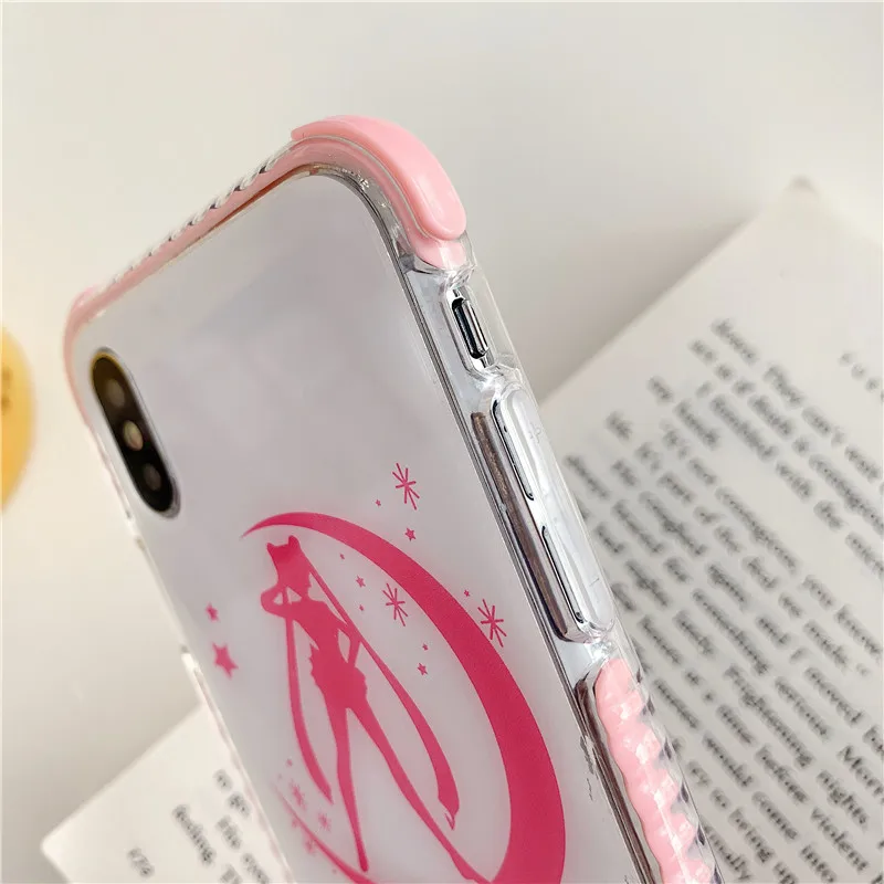Anti-knock cute cartoon pure color Sailor Moon Black white IMD phone Case For Apple iphone 6 6s 7 8 Plus X XS XR MAX epoxy case |