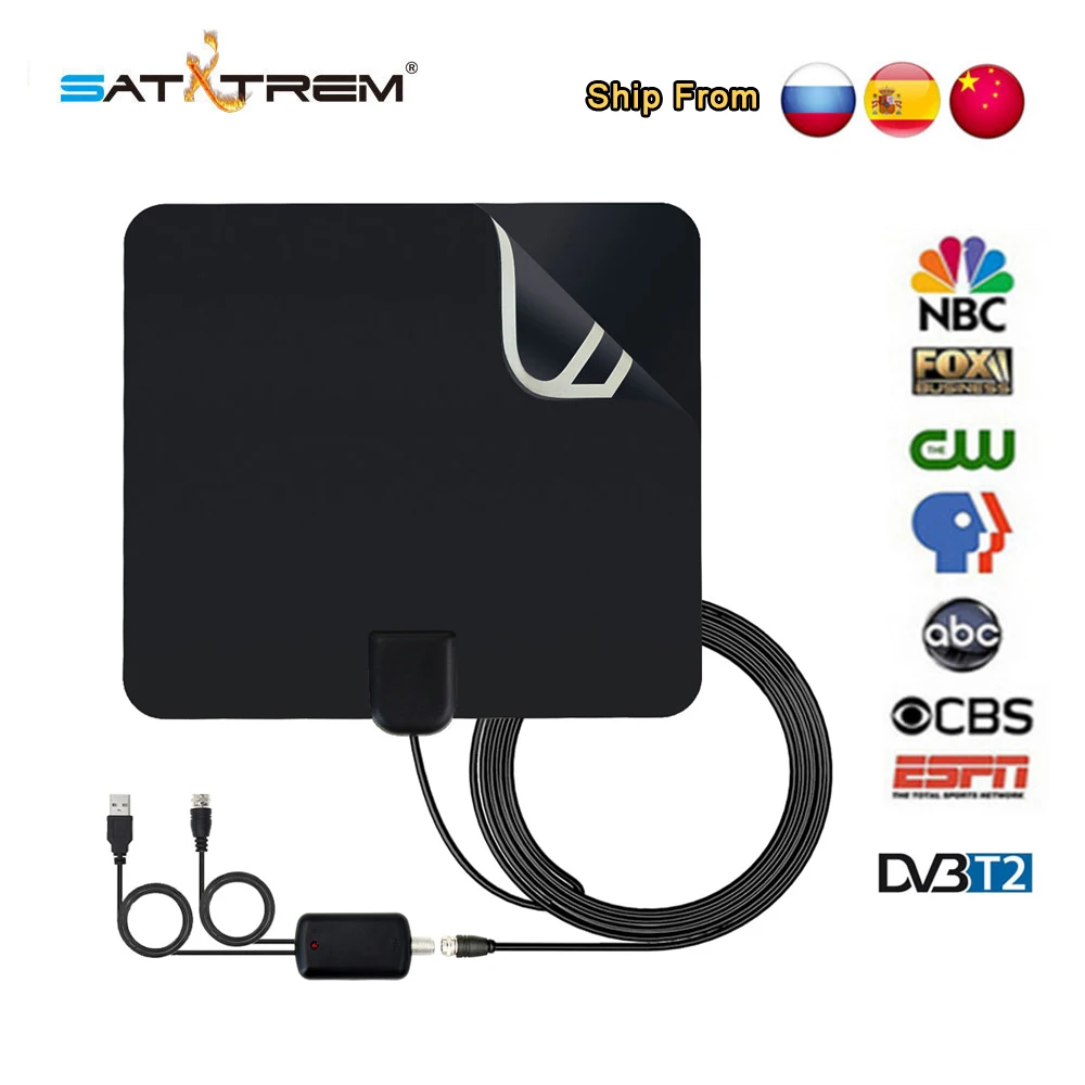 Satxtrem HD цифровая ТВ Антенна Внутренняя антенна доступна на 50 км большой диапазон усилитель HD ТВ усилитель сигнала обновленная версия